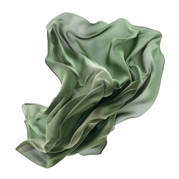 AI generated Abstract green wavy silk or satin PNG
