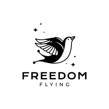 swallow bird flying freedom beautiful modern mascot character logo design vector icon illustration