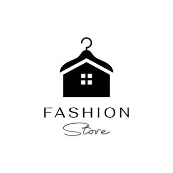 house fashion store hanger boutique modern simple clean flat logo design vector icon illustration