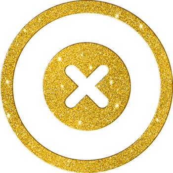 Sparkling Gold Glitter Cross Mark Icon png