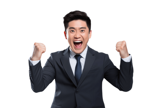 AI generated portrait of happy and joyful asian businessman png