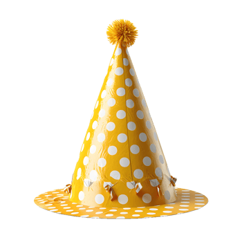 AI generated Sparkly Yellow Party Hat Isolated on Transparent Background. Gold Birthday Cap. Generative Ai png