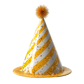 AI generated Sparkly Yellow Party Hat Isolated on Transparent Background. Gold Birthday Cap. Generative Ai png