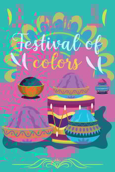 Happy Holi colorful banner template indian hinduism festival celebration, social media poster design and horizontal banner template for holi festival celebration vector