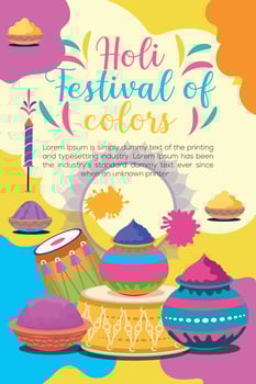 Happy Holi colorful banner template indian hinduism festival celebration, social media poster design and horizontal banner template for holi festival celebration vector