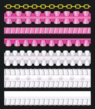 Set of sewing brushes ruffles vector