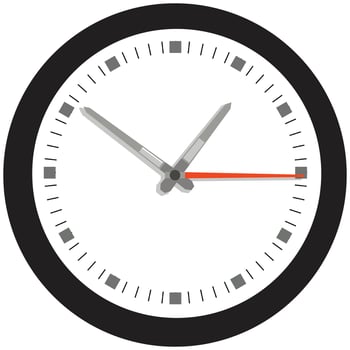 Analogue wall clock isolated on white background illustration vector