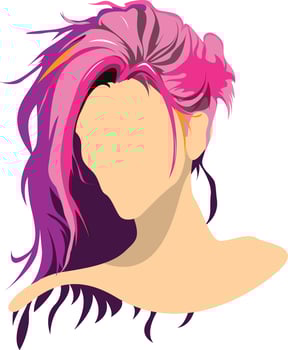 Anime girl hair isolated on white background colourful illustration vector