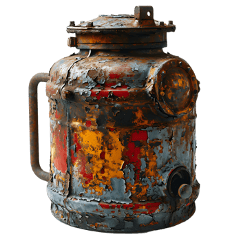 AI generated Old and Rusty Gas Cylinder Isolated on Transparend Background. Gas Tank or LPG gas Bottle. Generative Ai png