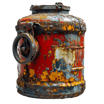 AI generated Old and Rusty Gas Cylinder Isolated on Transparend Background. Gas Tank or LPG gas Bottle. Generative Ai png