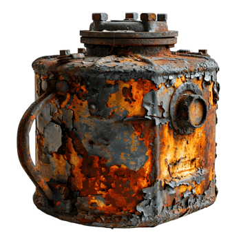 AI generated Old and Rusty Gas Cylinder Isolated on Transparend Background. Gas Tank or LPG gas Bottle. Generative Ai png