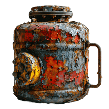 AI generated Old and Rusty Gas Cylinder Isolated on Transparend Background. Gas Tank or LPG gas Bottle. Generative Ai png