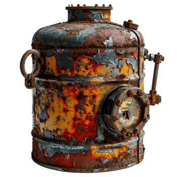 AI generated Old and Rusty Gas Cylinder Isolated on Transparend Background. Gas Tank or LPG gas Bottle. Generative Ai png