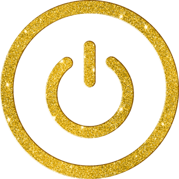 Sparkling Gold Glitter Power Button Icon png
