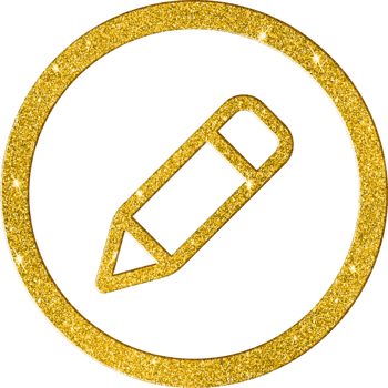 Deluxe Gold Glitter Edit Pencil Design Icon png