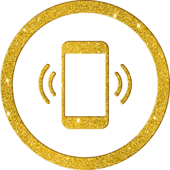 Gold Glitter Mobile Phone Vibration Icon png
