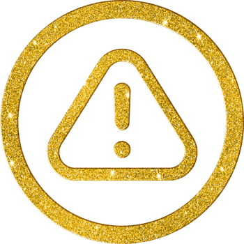 Shimmering Gold Warning Sign Icon - Caution Alert Symbol png