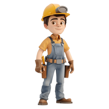AI generated 3D Rendering of a Construction Worker Standing with Equipment's on Transparent Background - Ai Generated png
