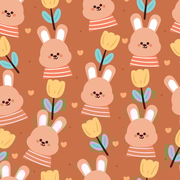 seamless pattern cartoon bunny and flower. cute animal wallpaper for textile, gift wrap paper vector