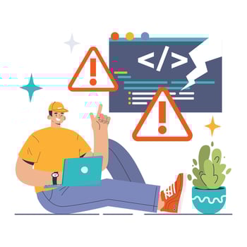Software testing. Code testing and debugging. IT specialist searching vector