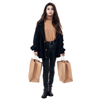 AI generated Young Girl With Shopping Bag on Transparent background - Ai Generated png