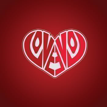 Heart shape red love typo valentine poster template card. vector
