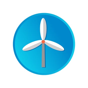 volumetric windmill icon, nature conservation, reasonable energy consumption vector