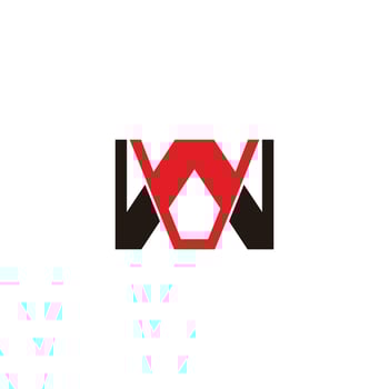letter wv simple colorful geometric logo vector
