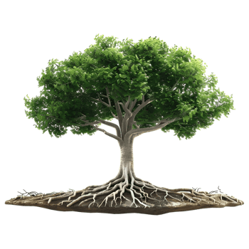 AI generated 3D Rendering of a Green Tree with Roots on Transparent Background - Ai Generated png