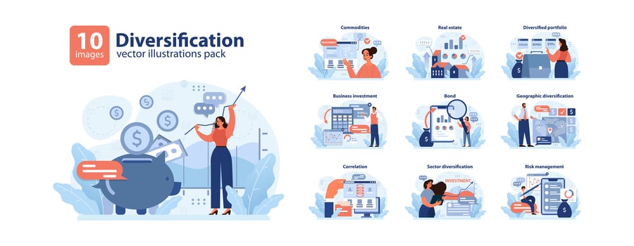 Diversification set. Flat vector illustration