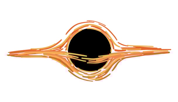 Cosmic phenomenon doodle. Cartoon drawing of black hole. Astronomy science abstract clipart. Hand drawn vector illustration isolated on white.