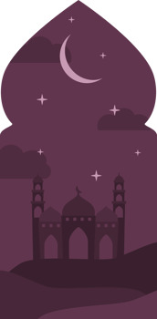 Arched Window with Mosque Background Illustration png
