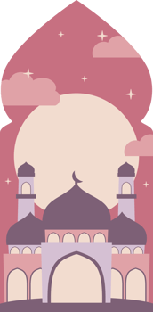 Arched Window with Mosque Background Illustration png