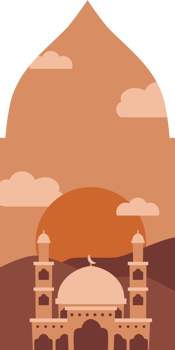 Arched Window with Mosque Background Illustration png