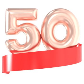 Anniversary Balloon 50 Number Gold 3D Rendering png