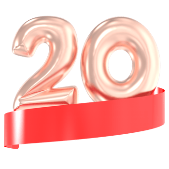 Anniversary Balloon 20 Number Gold 3D Rendering png