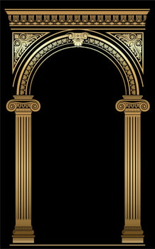 Classic antique gold vintage luxurious arch frame vector