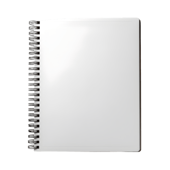 AI generated Blank notebook with metal spiral bound on png background