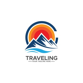 Vector plane with palms icon logo of travel and travel agency vector illustration