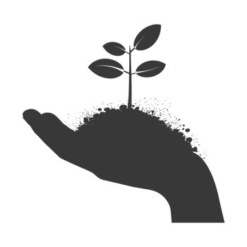 AI generated Silhouette Hand holding soil with growing sprout black color only earth day celebration png