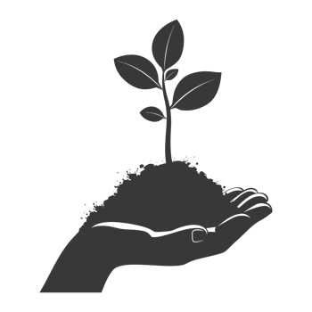 AI generated Silhouette Hand holding soil with growing sprout black color only earth day celebration png