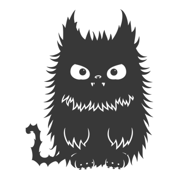AI generated Silhouette cute cat monster black color only full body png