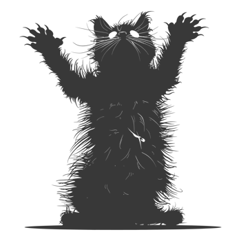 AI generated Silhouette cute cat zombie black color only full body png