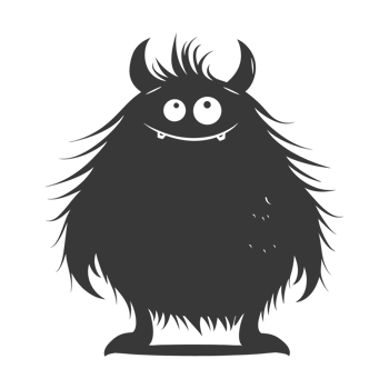 AI generated Silhouette cute monster black color only full body png