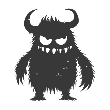 AI generated Silhouette cute monster black color only full body png