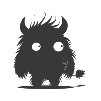 AI generated Silhouette cute monster black color only full body png