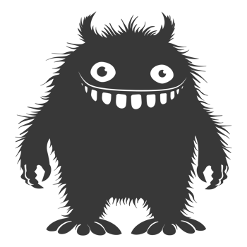 AI generated Silhouette cute monster black color only full body png