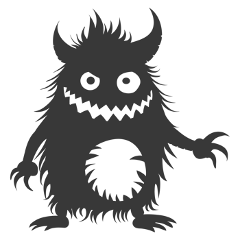 AI generated Silhouette cute monster black color only full body png