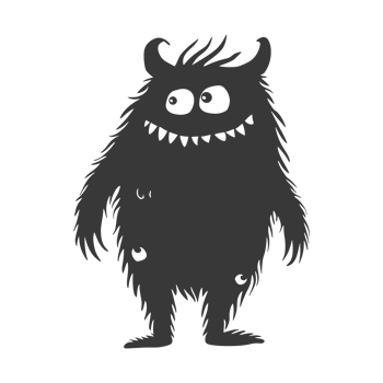 AI generated Silhouette cute monster black color only full body png
