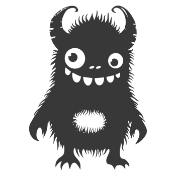 AI generated Silhouette cute monster black color only full body png